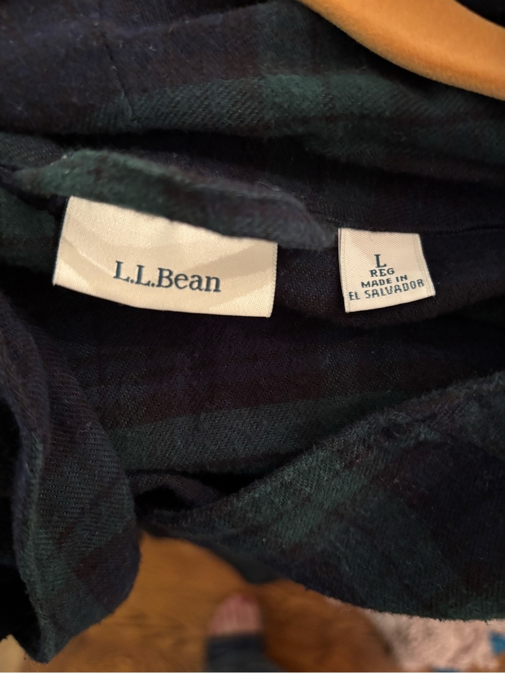 L.L.Bean women’s Navy and Dark Green Plaid Flannel robe